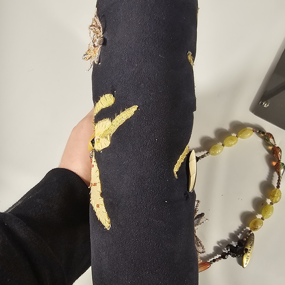 Embroidered Drawstring Bag with Beaded Strap - Picture 8 of 15